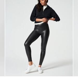 Black Faux Leather High-Waisted Leggings